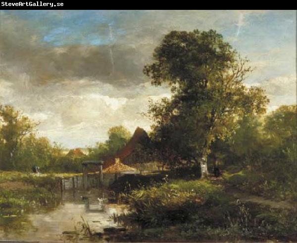 Willem Roelofs Landschap met beek